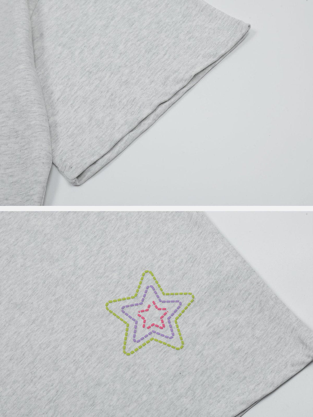 Lacezy - Embroidered Foam Star Tee- Streetwear Fashion - lacezy.com