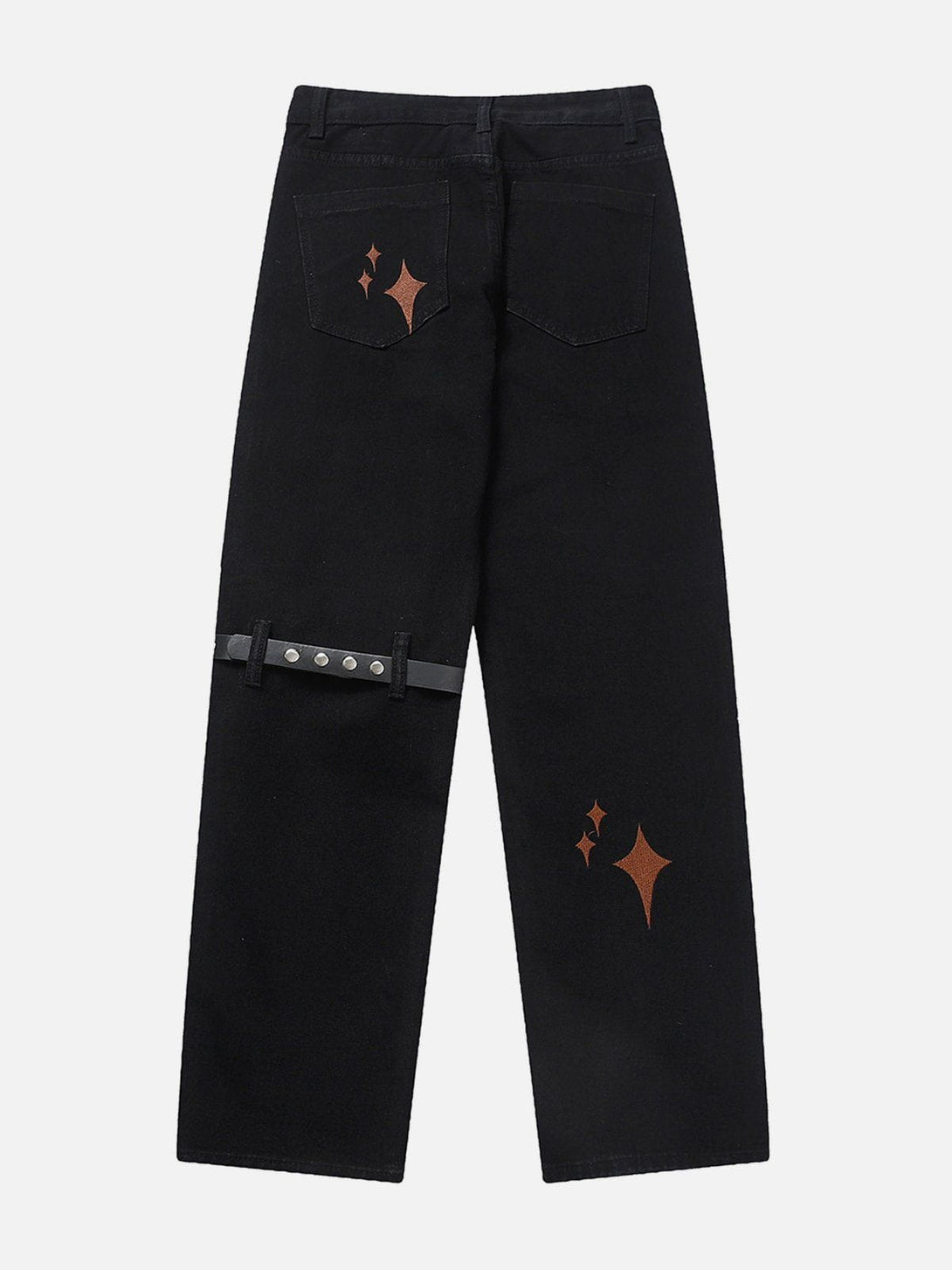 Lacezy - Embroidered Leg Hoop Jeans- Streetwear Fashion - lacezy.com