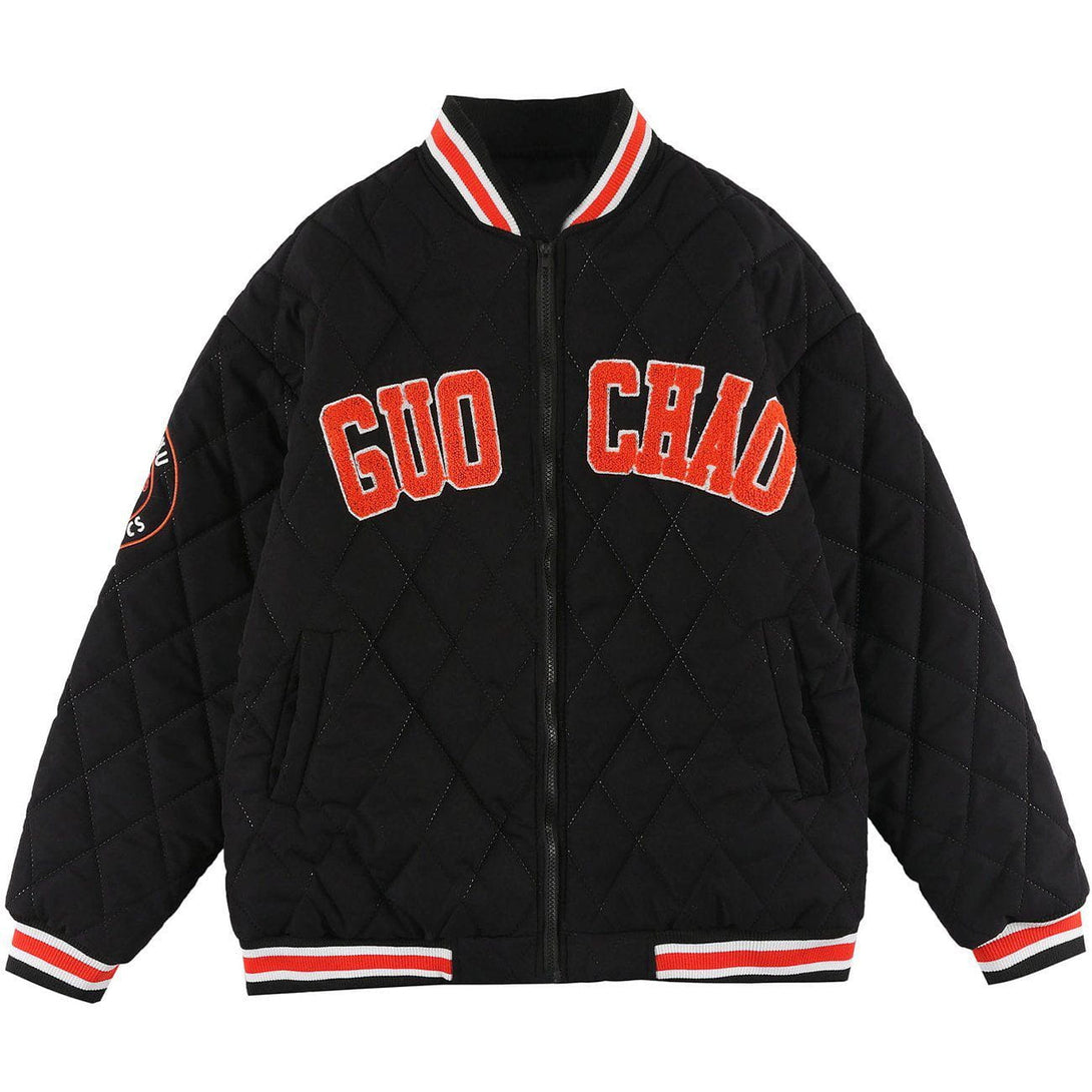 Lacezy - Embroidered Letters Winter Coat- Streetwear Fashion - lacezy.com