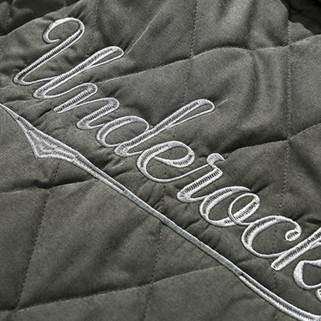 Lacezy - Embroidered Letters Winter Coat- Streetwear Fashion - lacezy.com