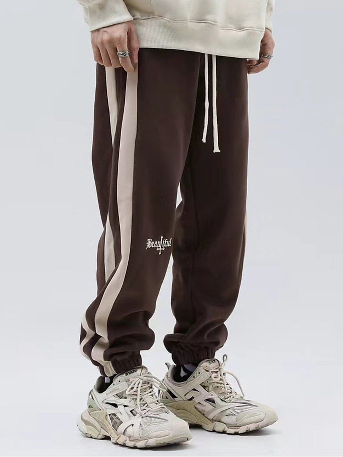 Lacezy - Embroidered Stripes Pants- Streetwear Fashion - lacezy.com