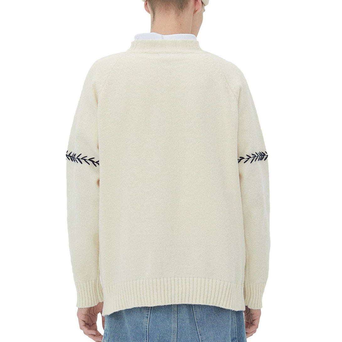 Lacezy - Embroidery Bear Knit Sweater- Streetwear Fashion - lacezy.com