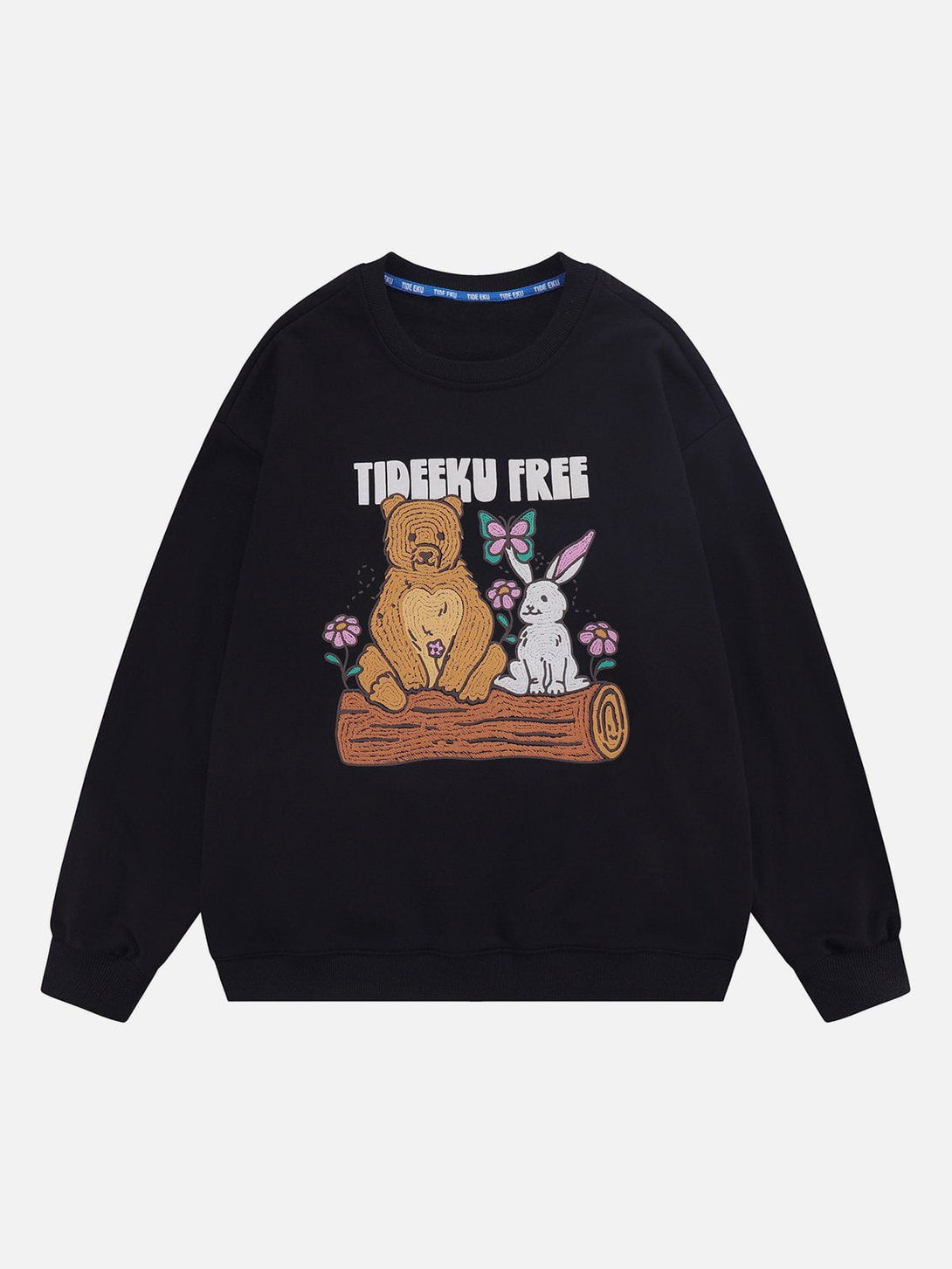 Lacezy - Embroidery Bear Rabbit Sweatshirt- Streetwear Fashion - lacezy.com