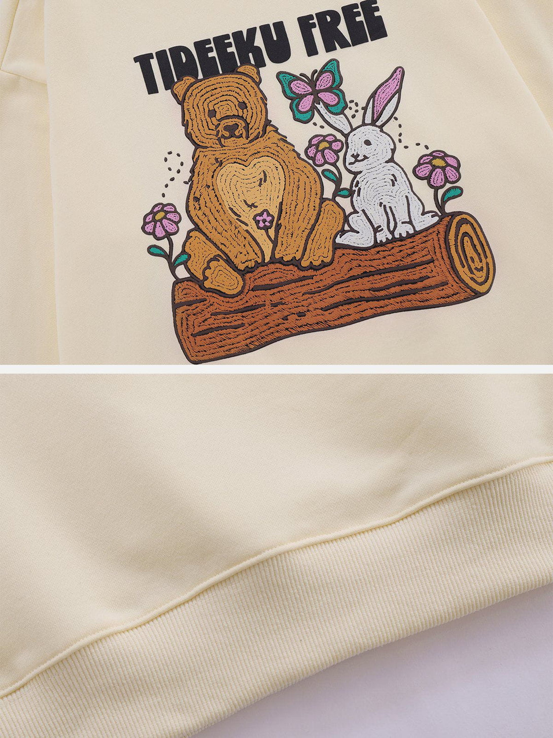 Lacezy - Embroidery Bear Rabbit Sweatshirt- Streetwear Fashion - lacezy.com