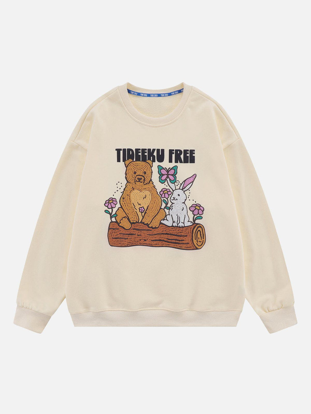 Lacezy - Embroidery Bear Rabbit Sweatshirt- Streetwear Fashion - lacezy.com