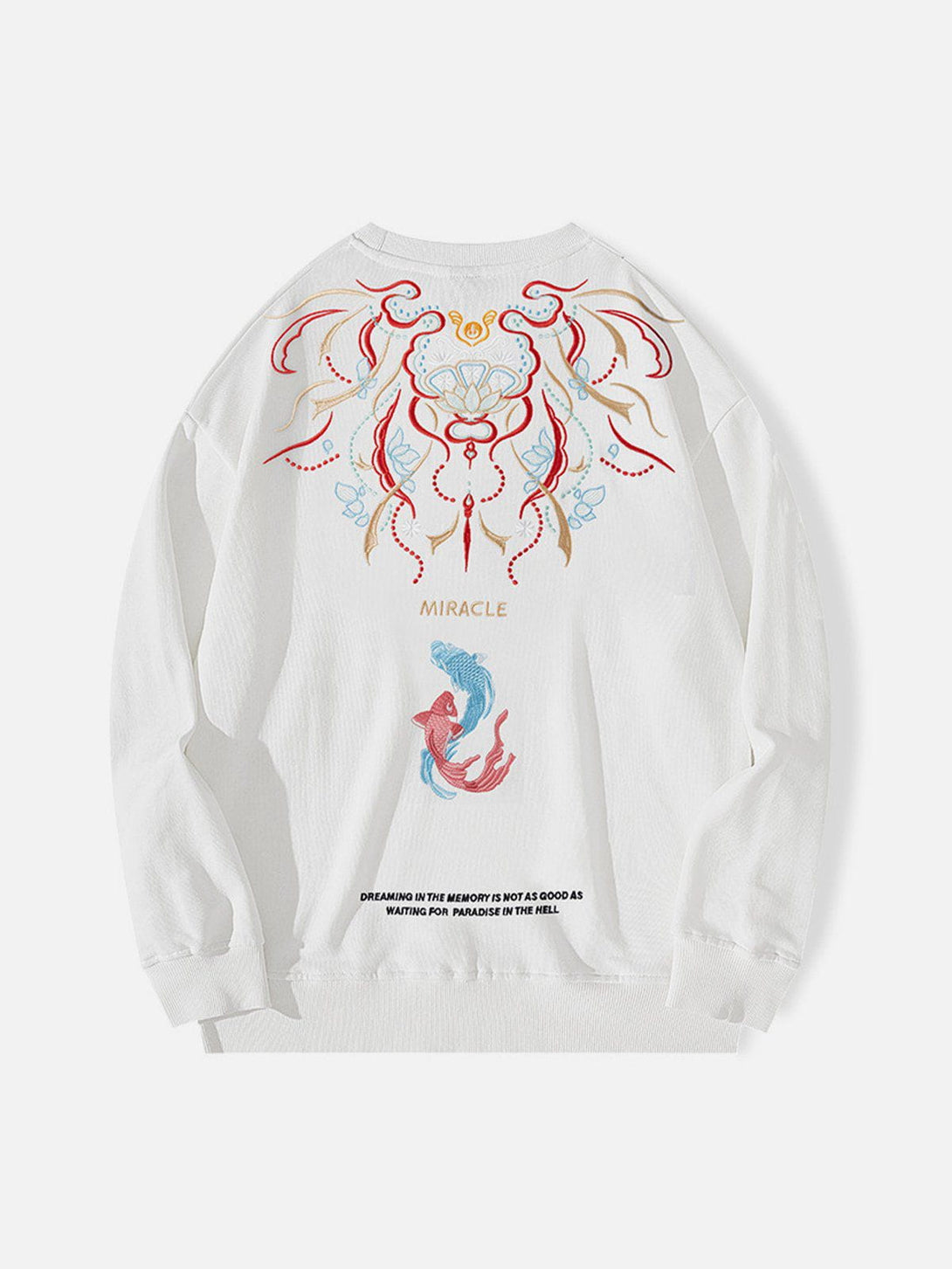 Lacezy - Embroidery Brocade Carp Sweatshirt- Streetwear Fashion - lacezy.com