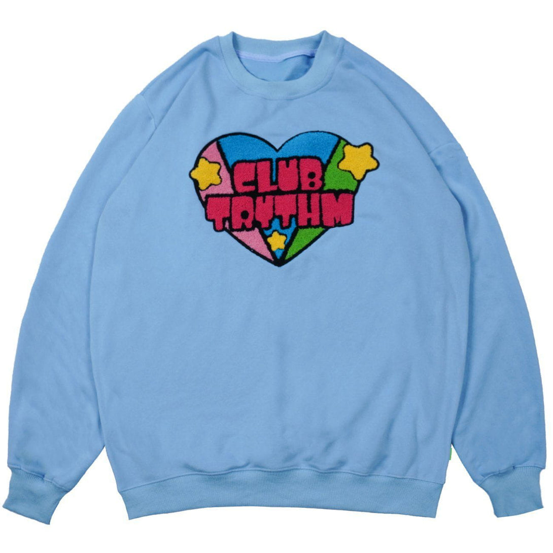 Lacezy - Embroidery Heart Sweatshirt- Streetwear Fashion - lacezy.com