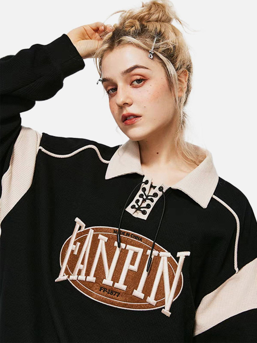 Lacezy - Embroidery Lettered Sweatshirt- Streetwear Fashion - lacezy.com