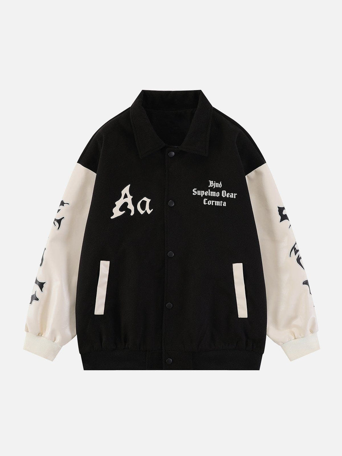 Lacezy - Embroidery Letters Aa Varsity Jacket- Streetwear Fashion - lacezy.com