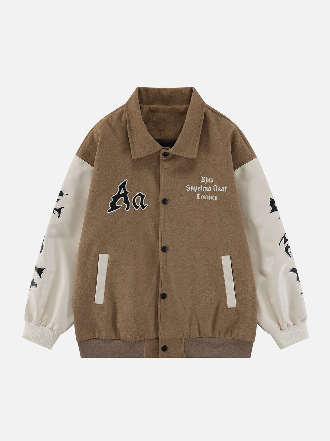 Lacezy - Embroidery Letters Aa Varsity Jacket- Streetwear Fashion - lacezy.com