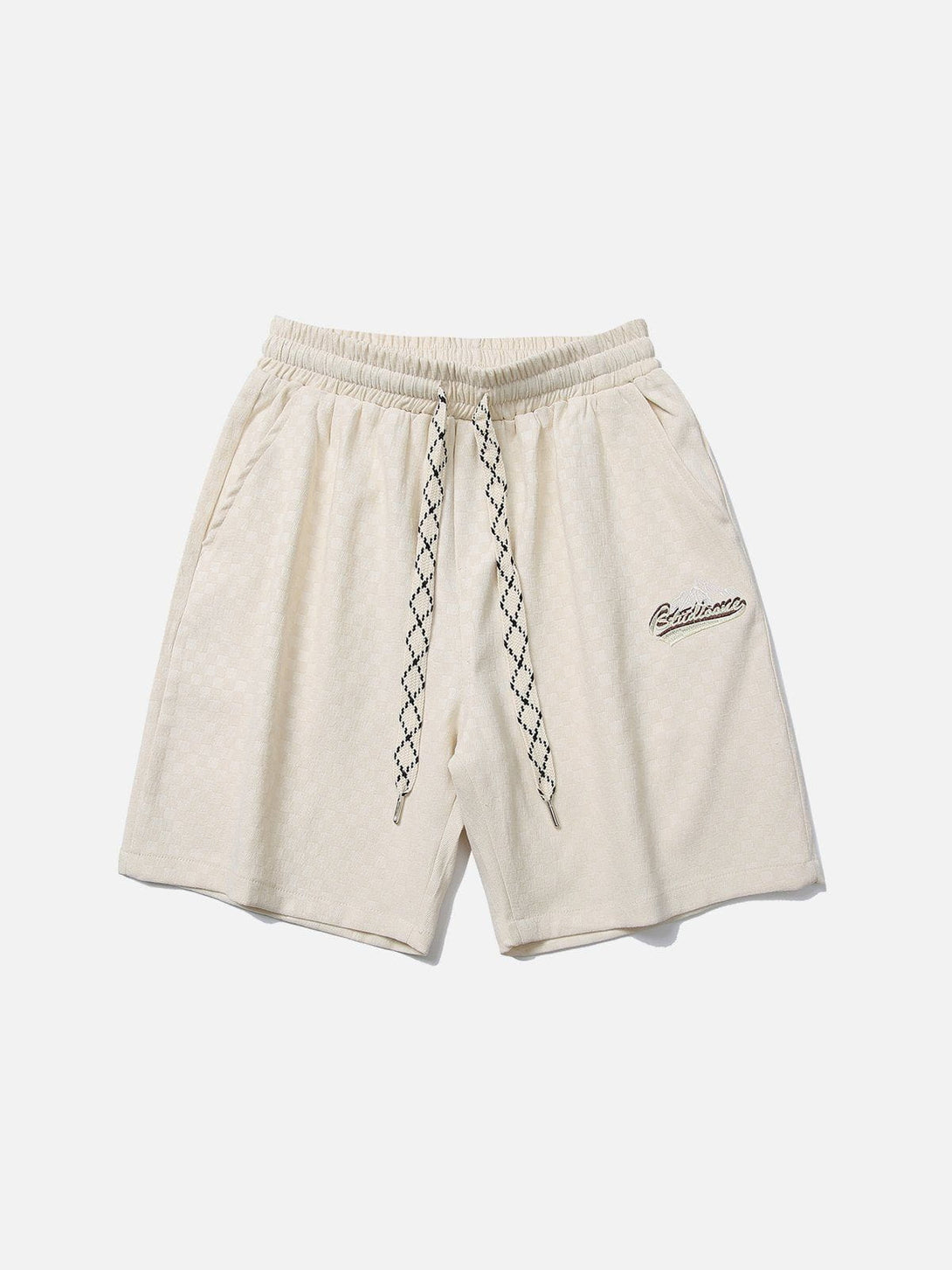 Lacezy - Embroidery Mountain Plaid Shorts- Streetwear Fashion - lacezy.com