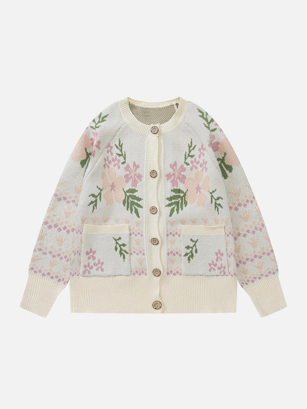 Lacezy - Embroidery Patchwork Cardigan- Streetwear Fashion - lacezy.com