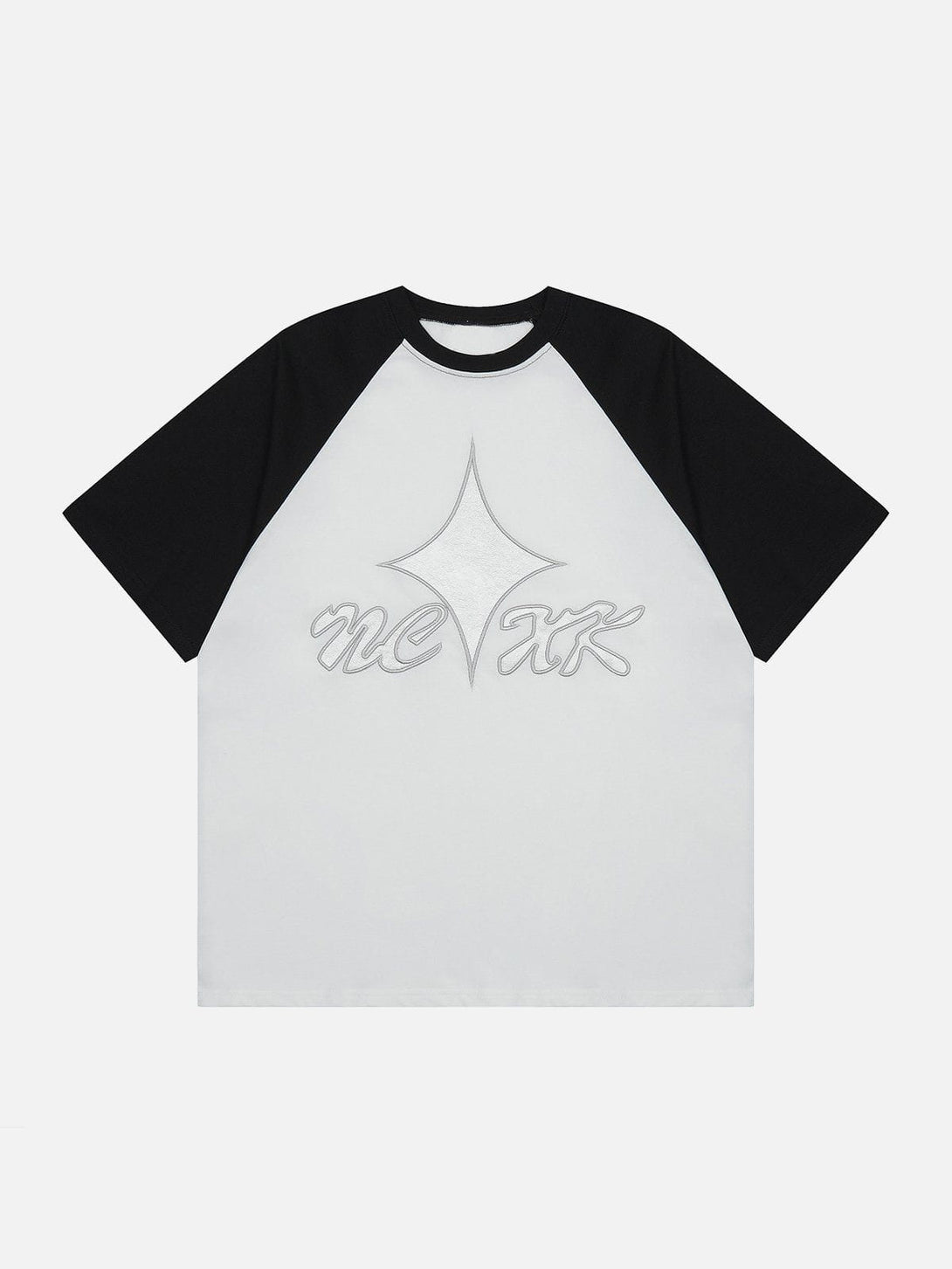 Lacezy - Embroidery Patchwork Sleeve Tee- Streetwear Fashion - lacezy.com