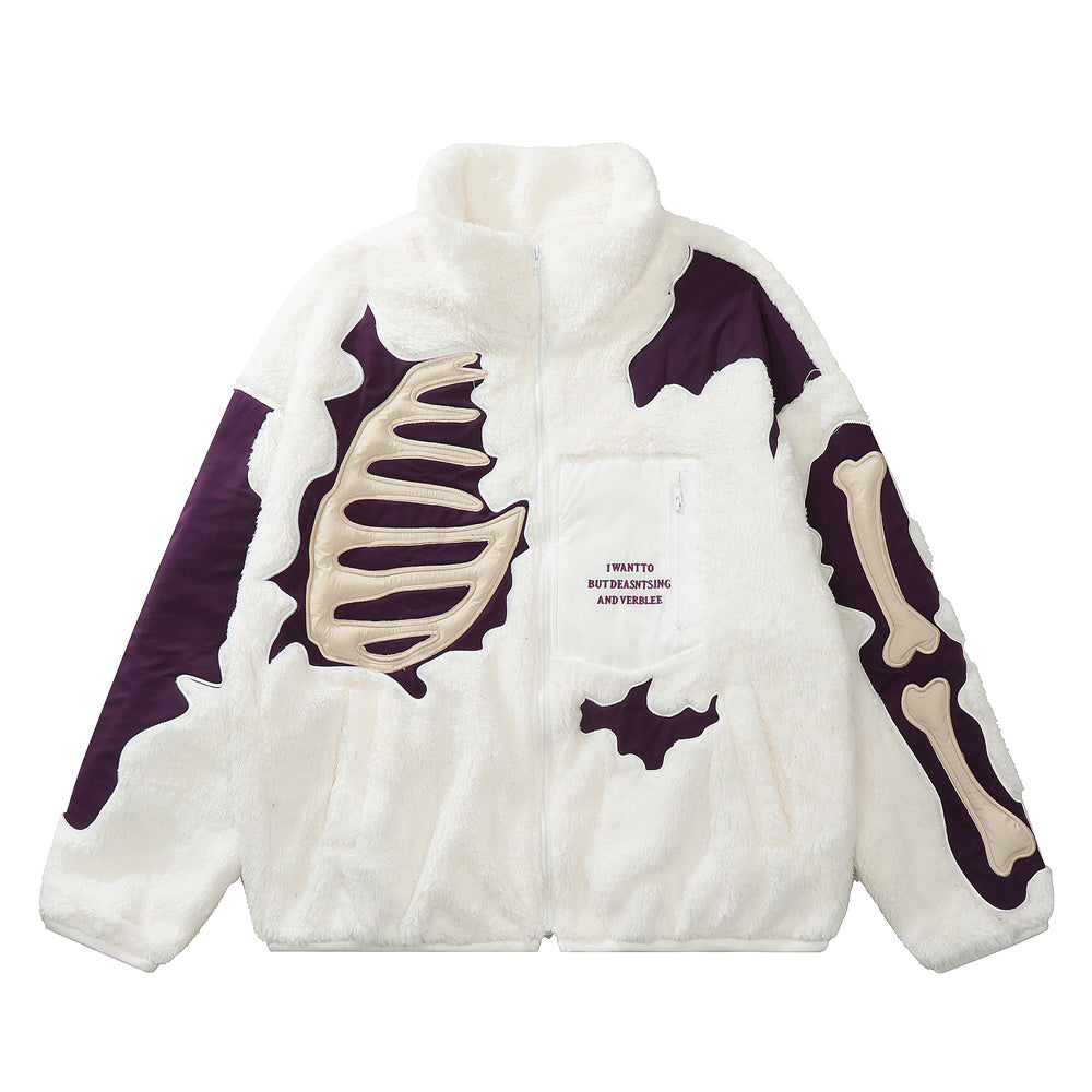 Lacezy - Embroidery Skull Skeleton Bones Coat- Streetwear Fashion - lacezy.com