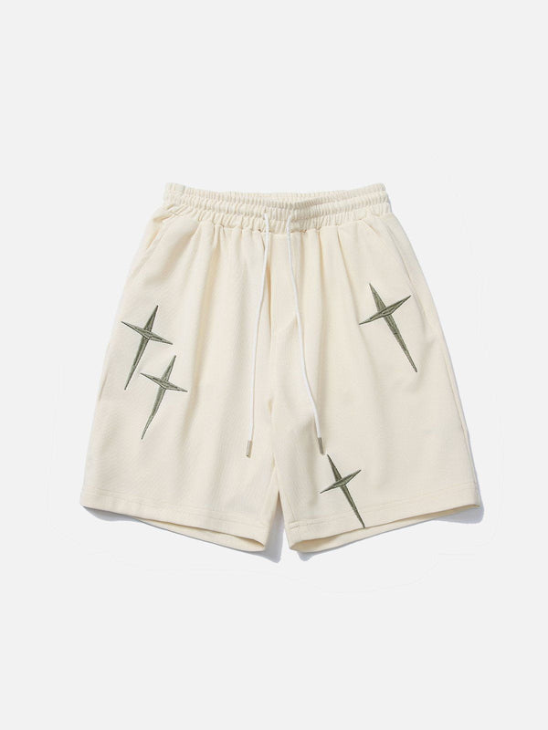 Lacezy - Embroidery Star Drawstring Shorts- Streetwear Fashion - lacezy.com