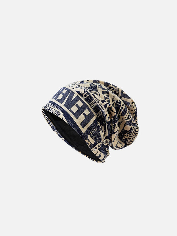 Lacezy - English Newspaper Print Heap Cap- Streetwear Fashion - lacezy.com