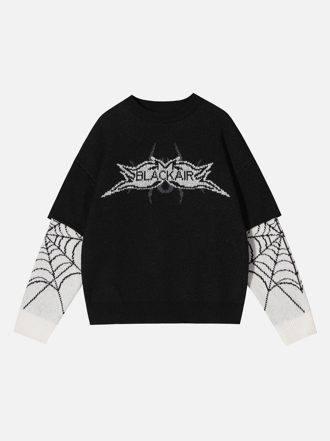 Lacezy - Fake Two Spider Web Jacquard Sweater- Streetwear Fashion - lacezy.com