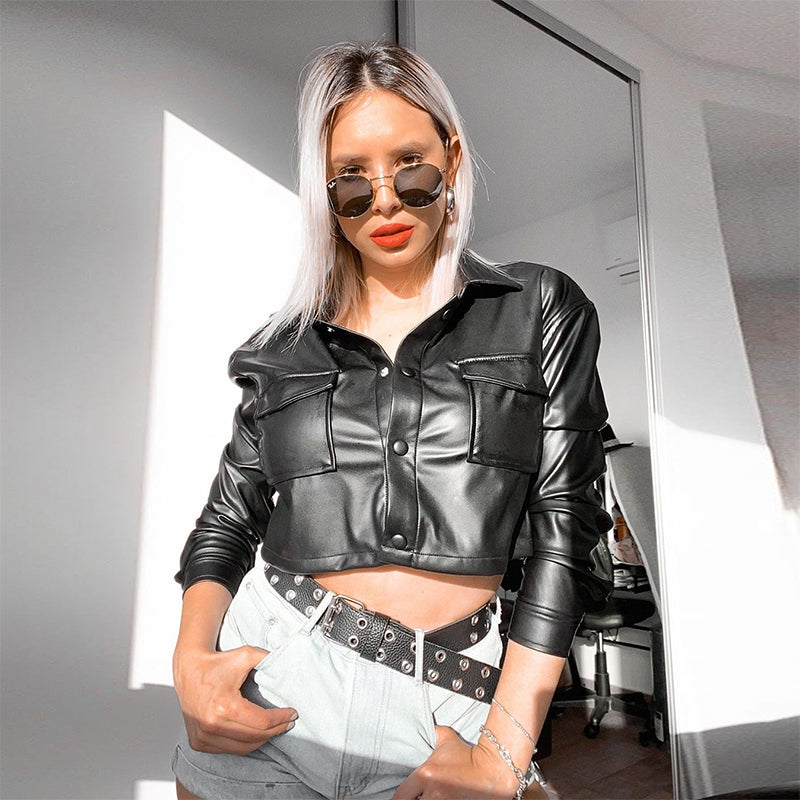 Lacezy - Fashion Chic PU Faux Leather Jacket- Streetwear Fashion - lacezy.com