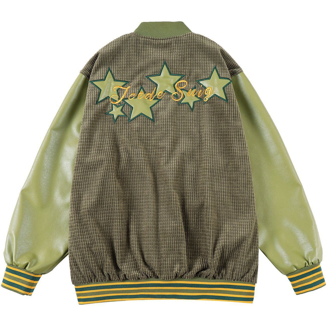 Lacezy - Five-pointed Star Pattern Check Jacket- Streetwear Fashion - lacezy.com