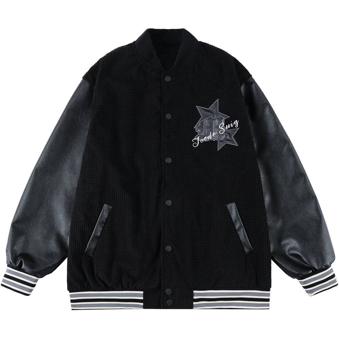 Lacezy - Five-pointed Star Pattern Check Jacket- Streetwear Fashion - lacezy.com