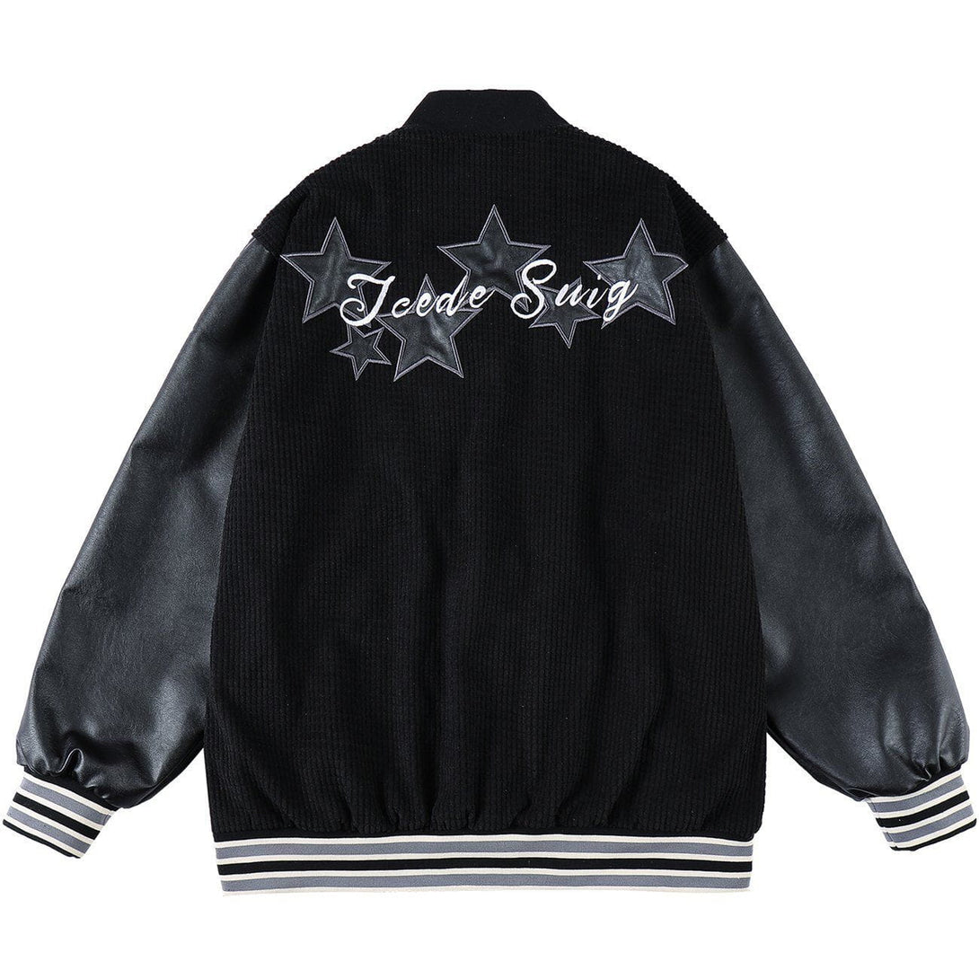 Lacezy - Five-pointed Star Pattern Check Jacket- Streetwear Fashion - lacezy.com