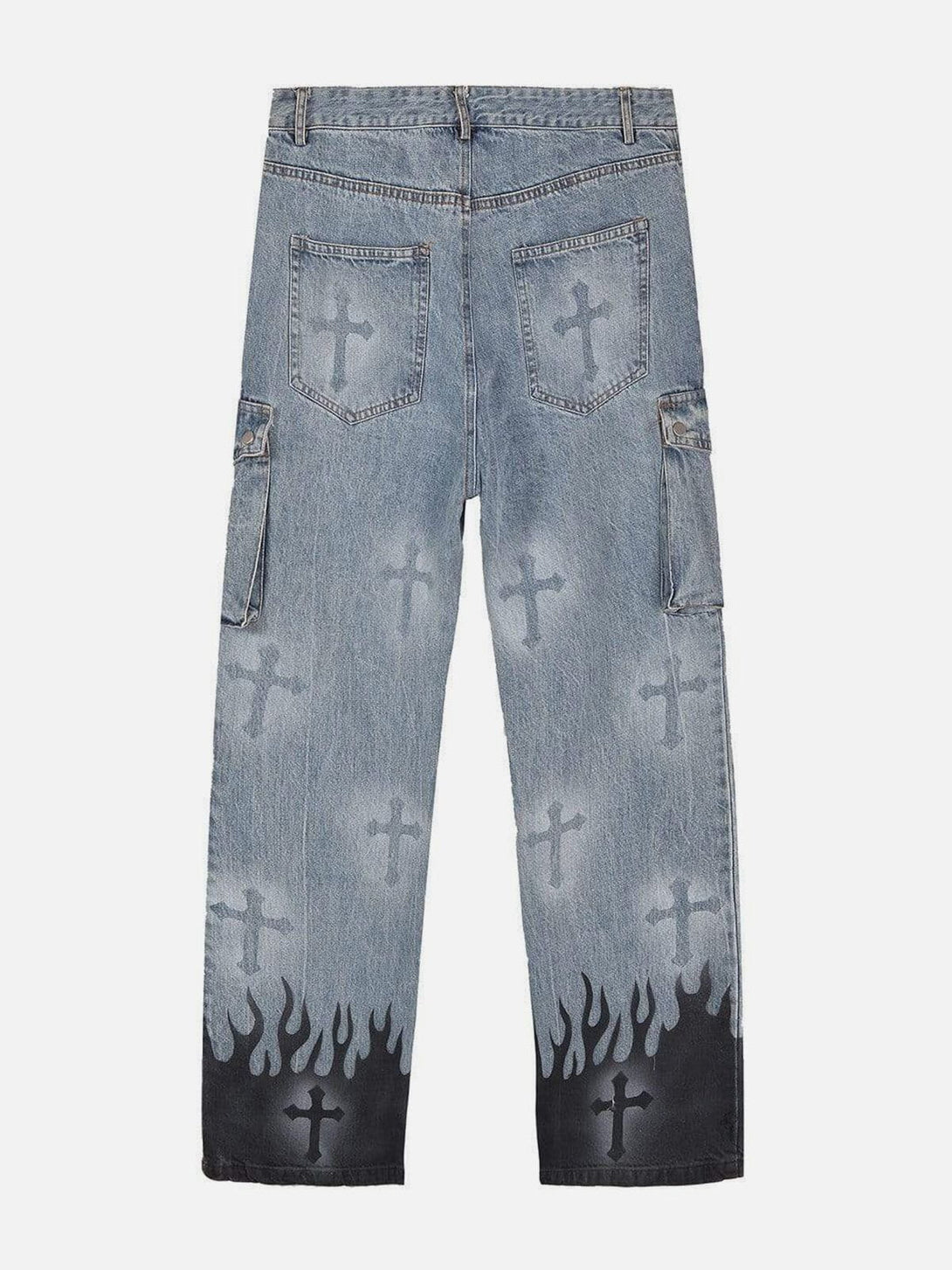 Lacezy - Flame & Cross Vibe Slim Jeans- Streetwear Fashion - lacezy.com