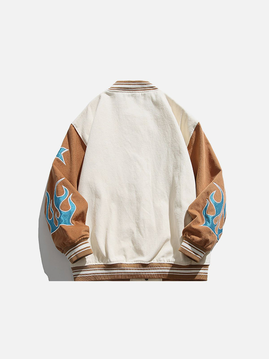 Lacezy - Flame Embroidery Varsity Jacket- Streetwear Fashion - lacezy.com