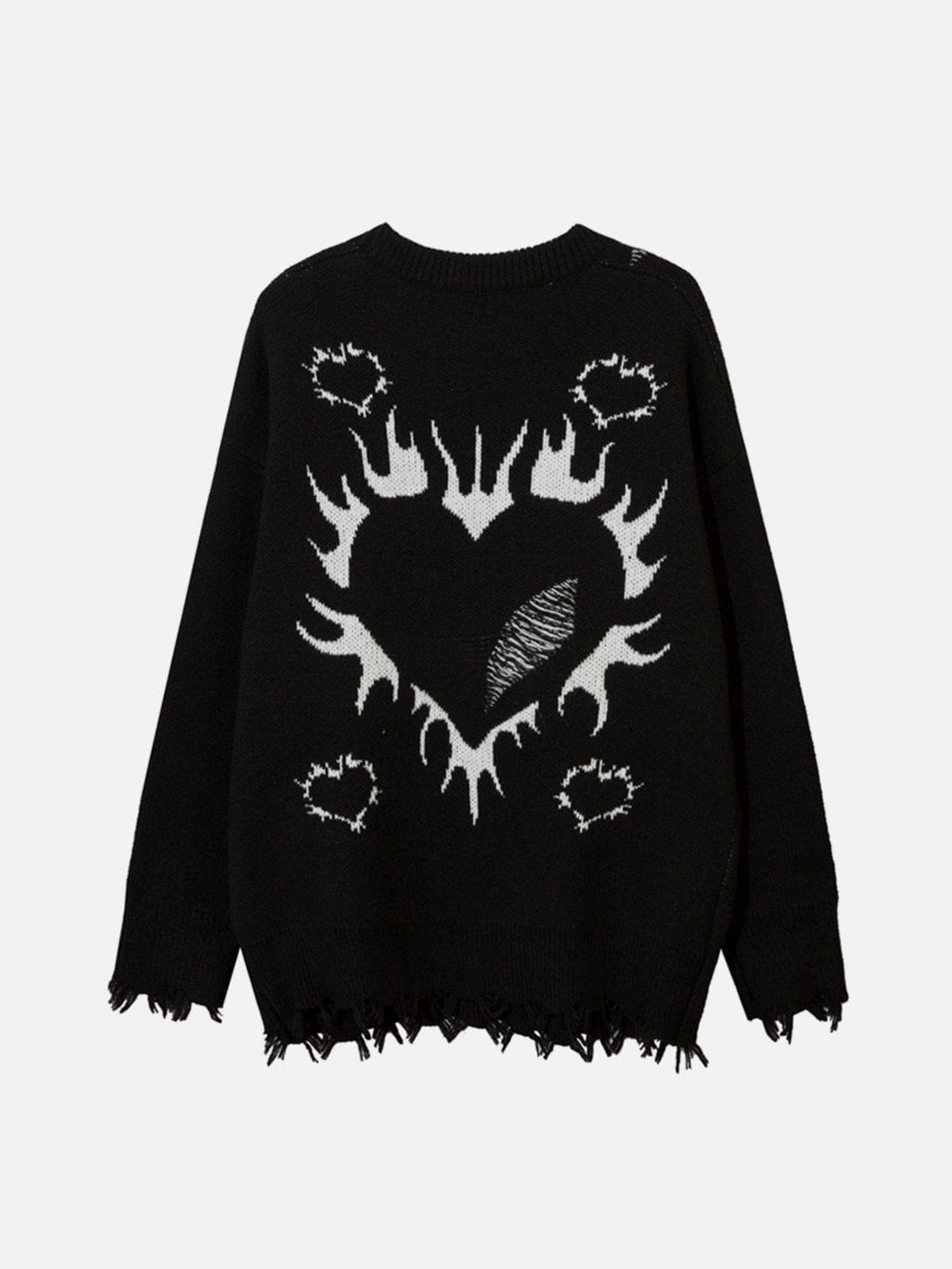 Lacezy - Flame Heart Jacquard Sweater- Streetwear Fashion - lacezy.com