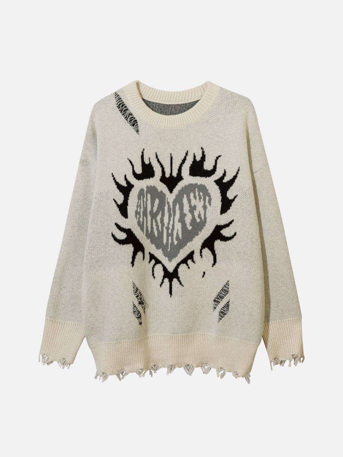 Lacezy - Flame Heart Jacquard Sweater- Streetwear Fashion - lacezy.com