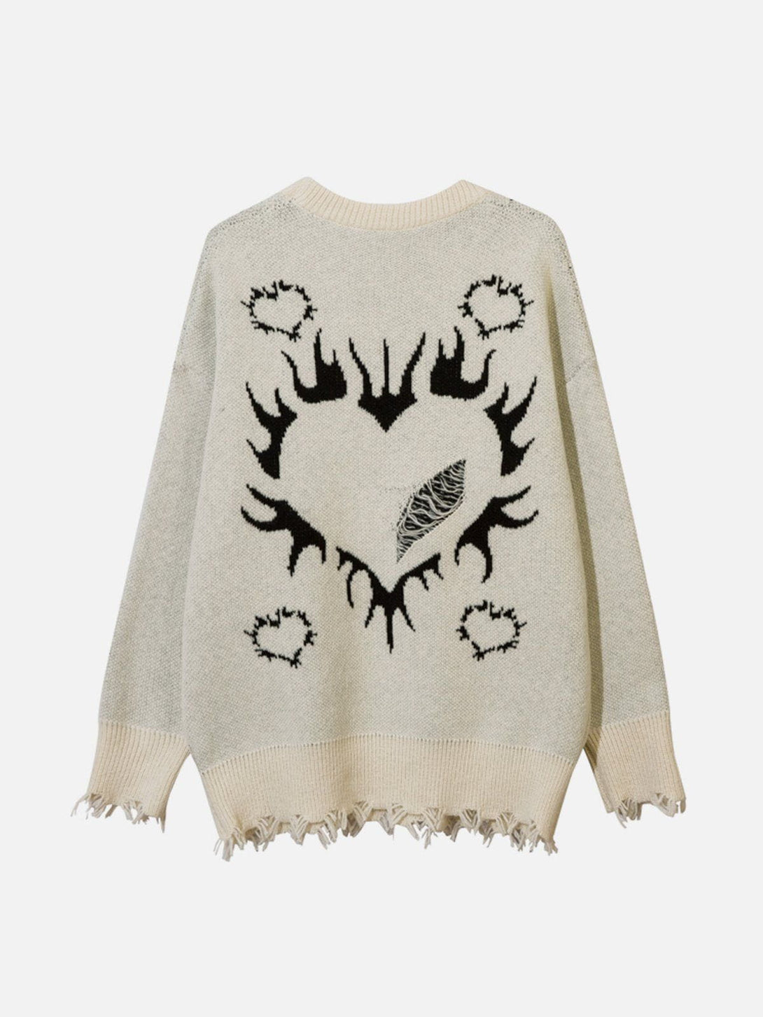 Lacezy - Flame Heart Jacquard Sweater- Streetwear Fashion - lacezy.com