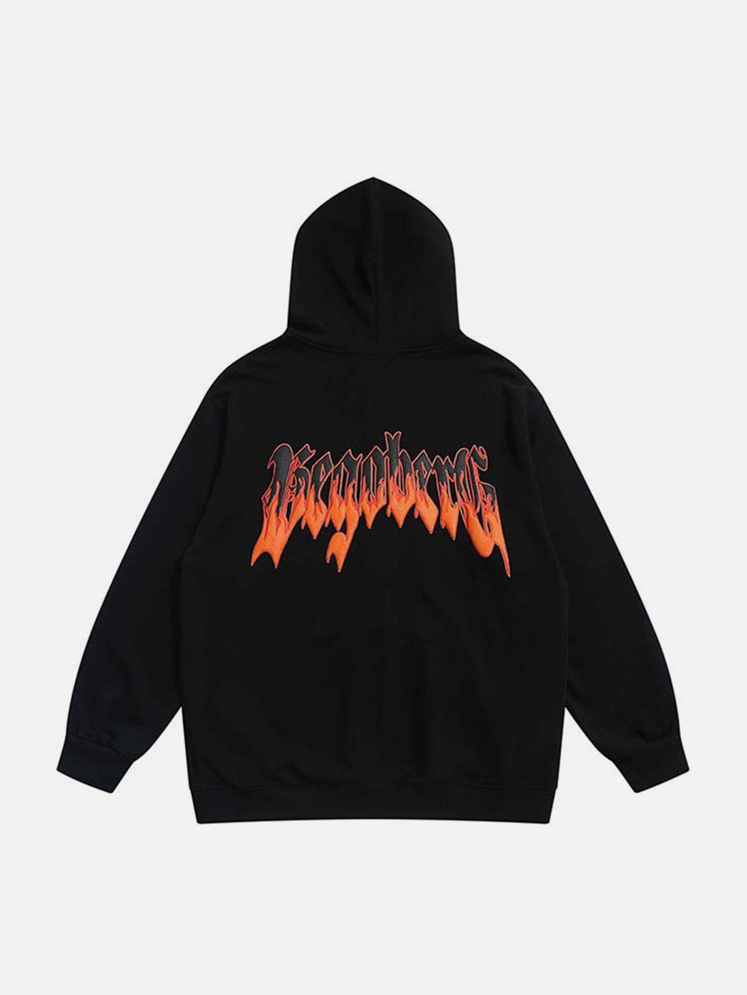 Lacezy - Flame Letters Foam Hoodie- Streetwear Fashion - lacezy.com