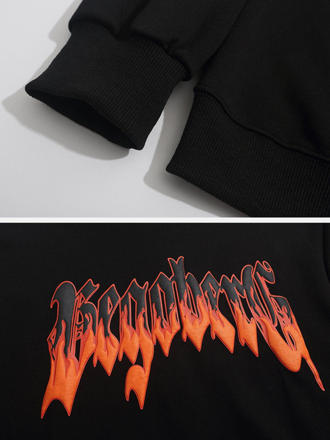 Lacezy - Flame Letters Foam Hoodie- Streetwear Fashion - lacezy.com