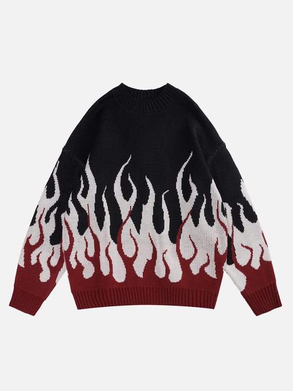 Lacezy - Flame Print Sweater- Streetwear Fashion - lacezy.com