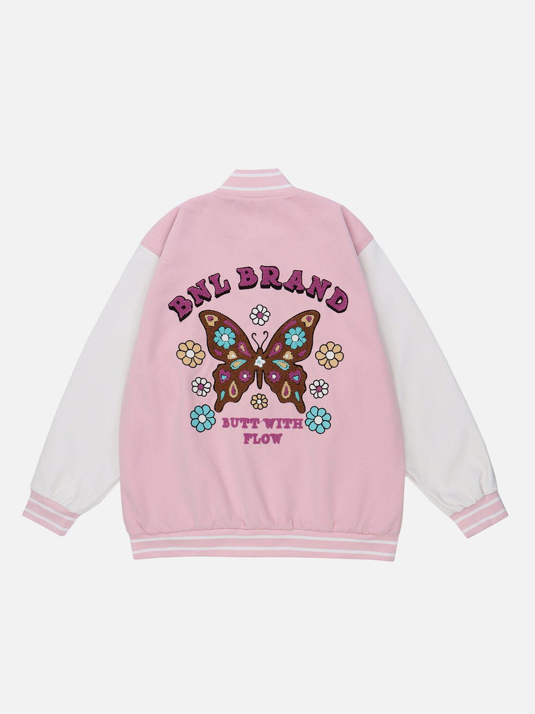 Lacezy - Flocked Butterfly Varsity Jacket- Streetwear Fashion - lacezy.com