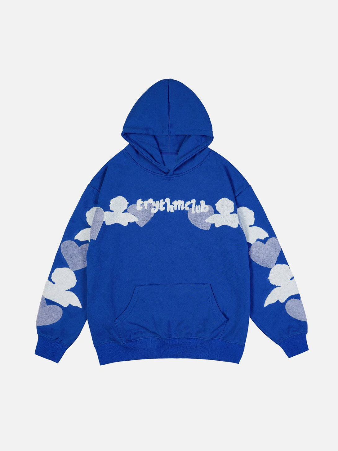 Lacezy - Flocked Heart Hoodie- Streetwear Fashion - lacezy.com