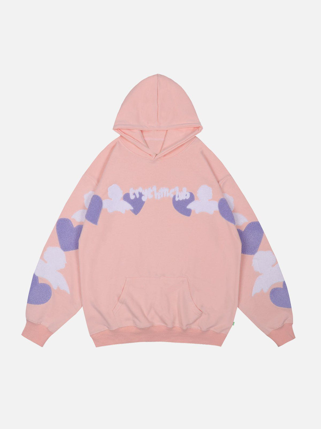 Lacezy - Flocked Heart Hoodie- Streetwear Fashion - lacezy.com