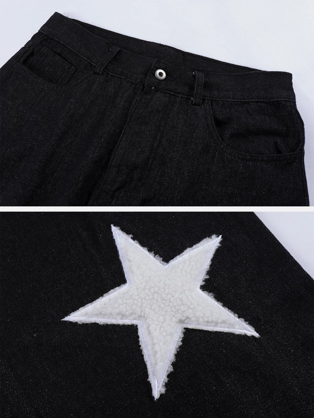 Lacezy - Flocked Pentagram Jeans- Streetwear Fashion - lacezy.com