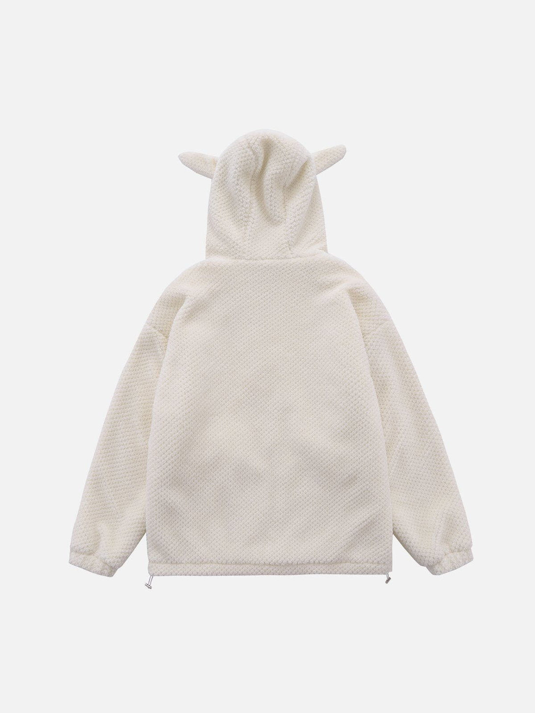 Lacezy - Flocked Rabbit Hooded Sherpa Coat- Streetwear Fashion - lacezy.com