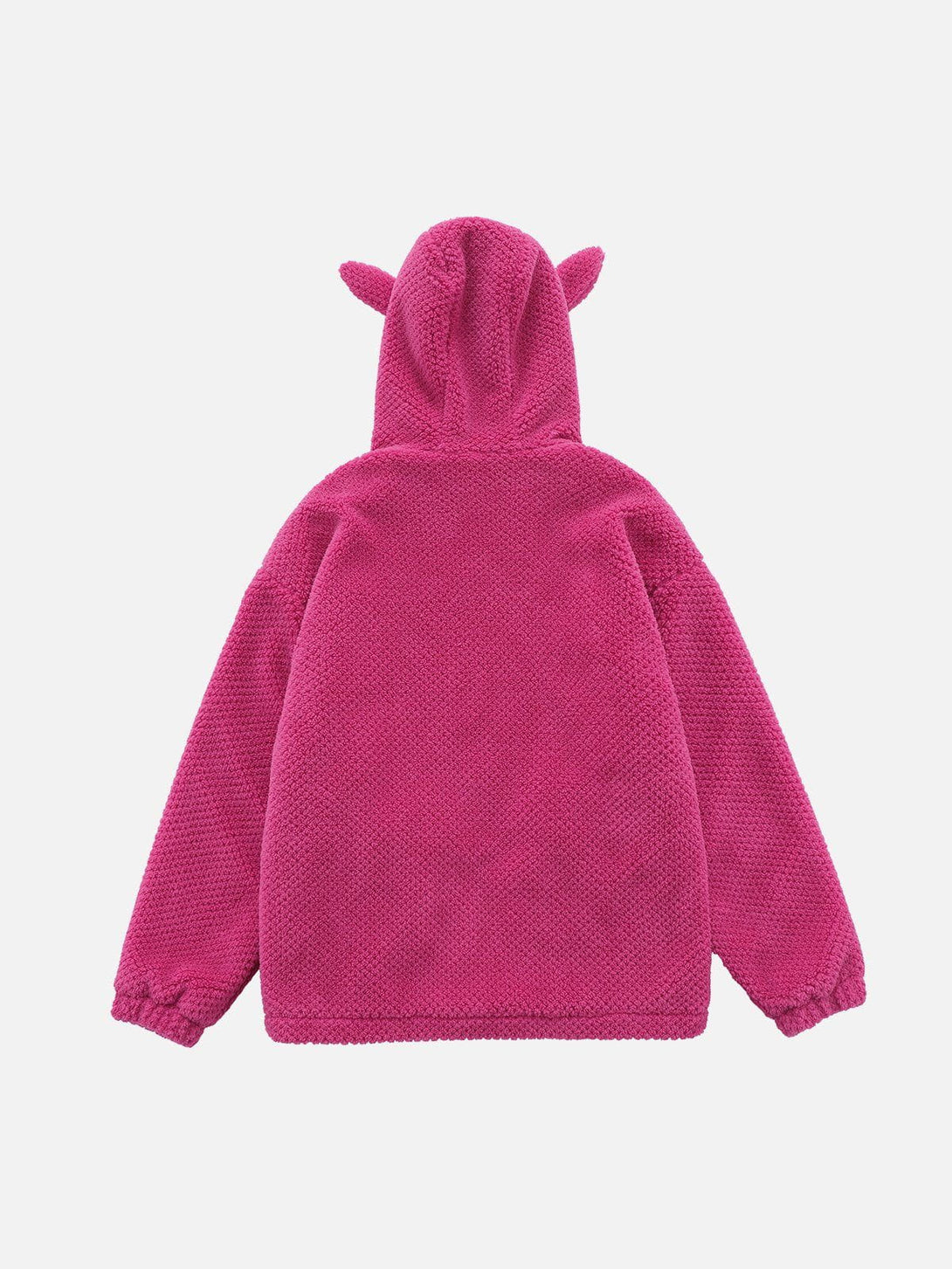 Lacezy - Flocked Rabbit Hooded Sherpa Coat- Streetwear Fashion - lacezy.com