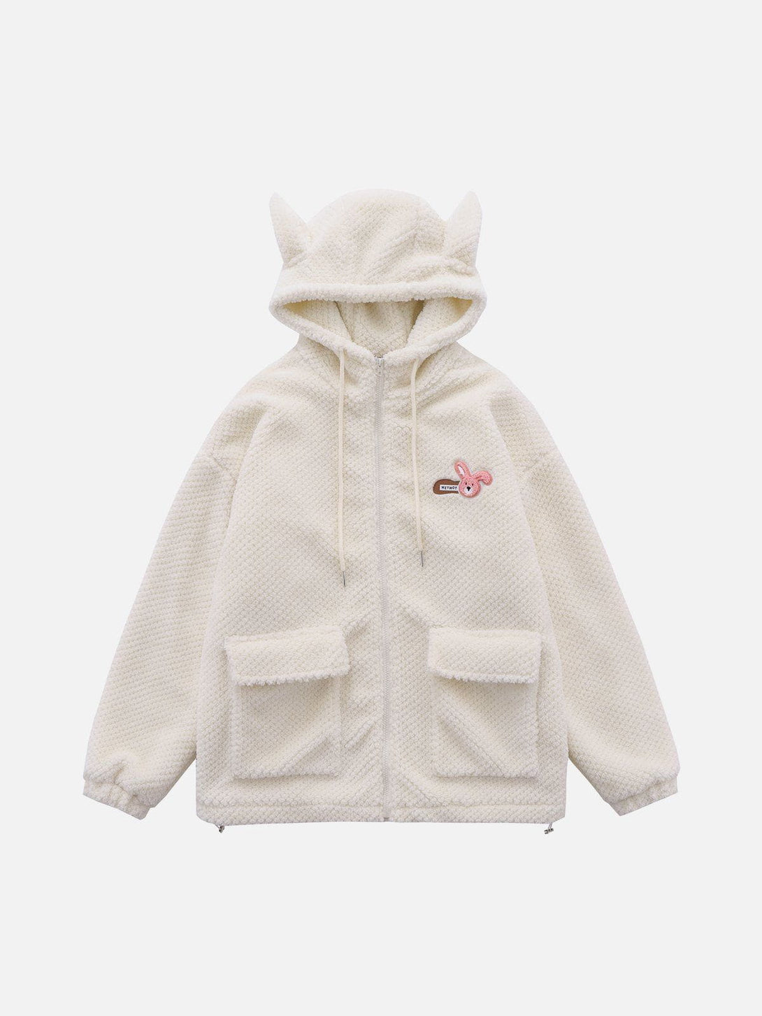 Lacezy - Flocked Rabbit Hooded Sherpa Coat- Streetwear Fashion - lacezy.com