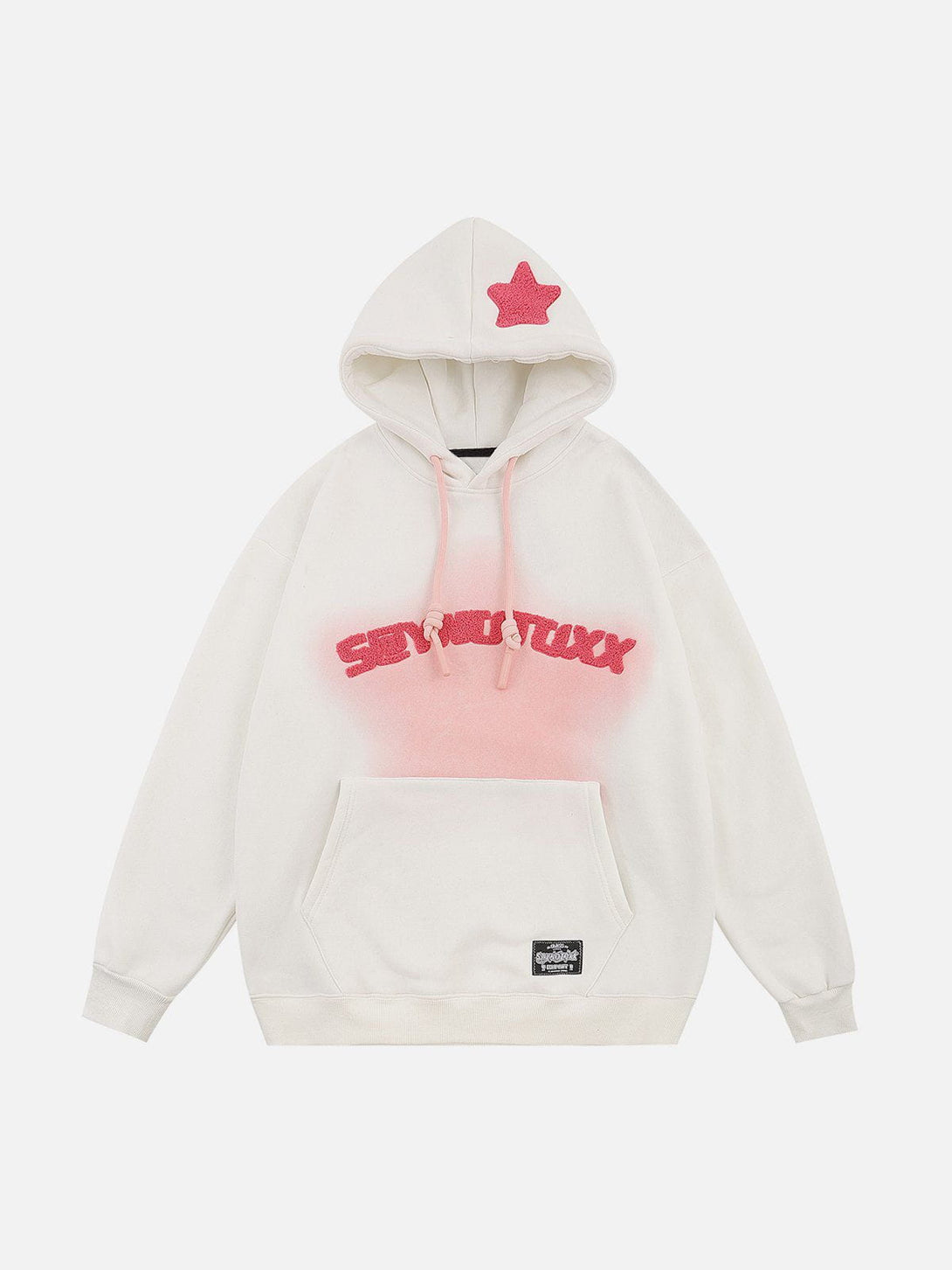 Lacezy - Flocked Star Embroidery Hoodie- Streetwear Fashion - lacezy.com