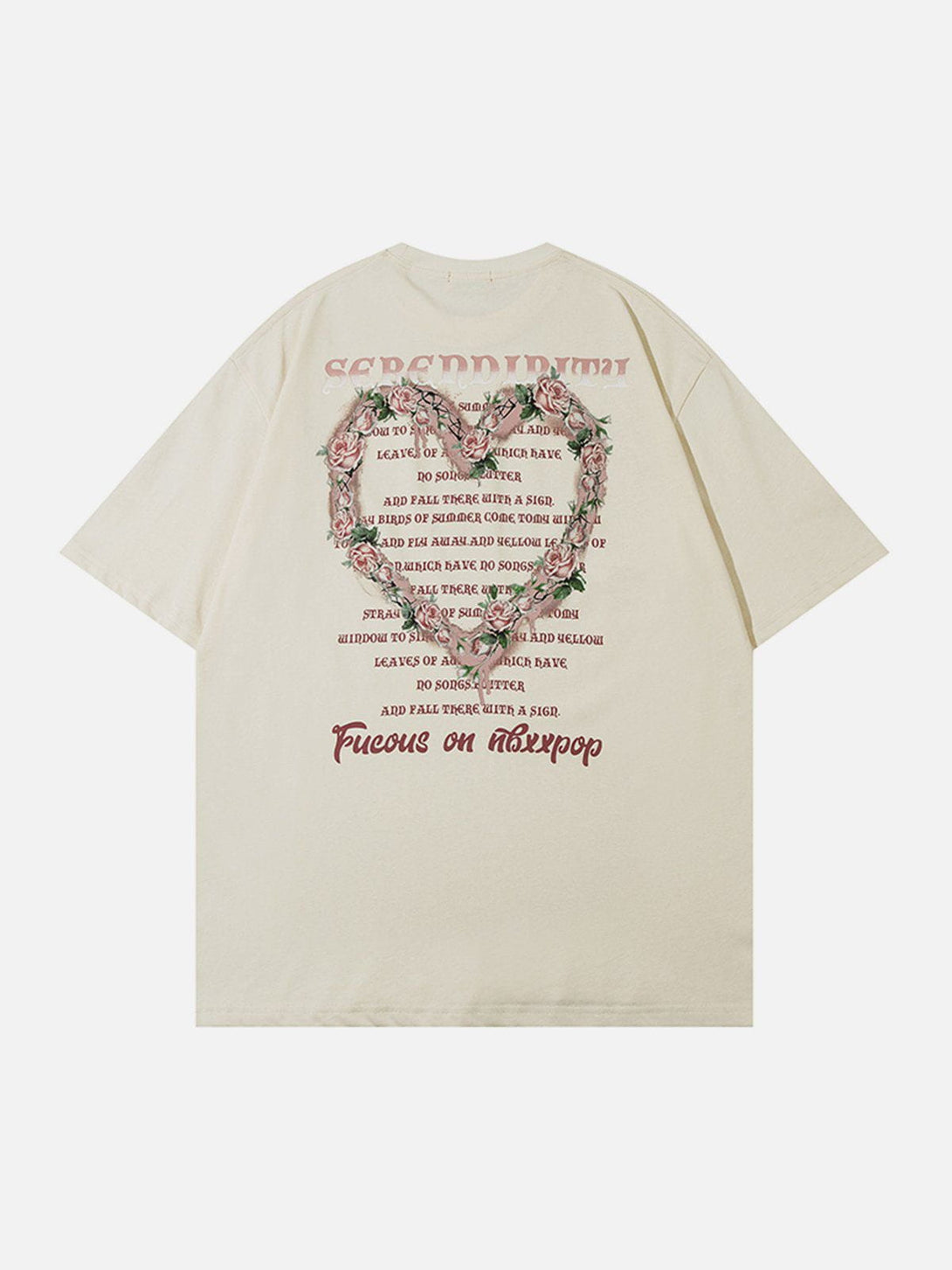 Lacezy - Floral Heart Letter Print Tee- Streetwear Fashion - lacezy.com