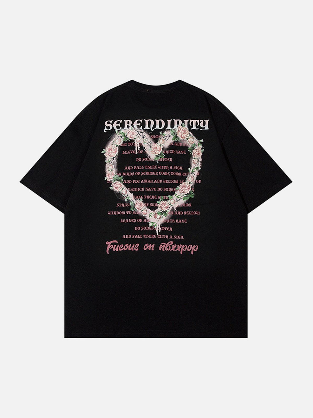 Lacezy - Floral Heart Letter Print Tee- Streetwear Fashion - lacezy.com