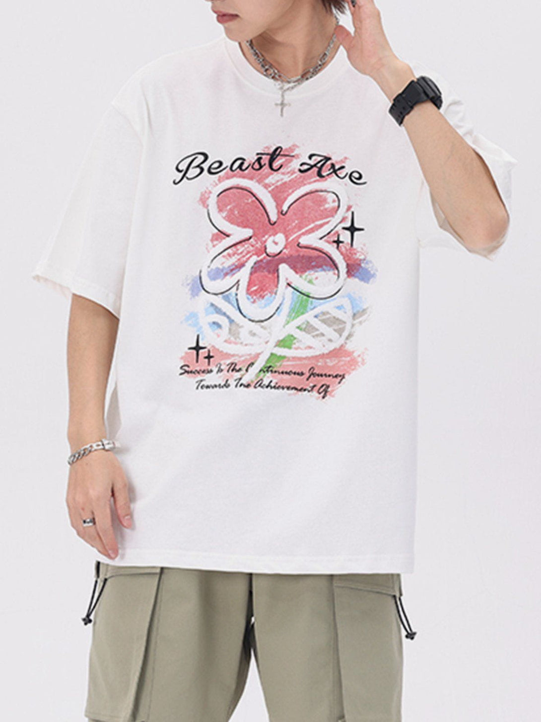 Lacezy - Flower Embroidery Tee- Streetwear Fashion - lacezy.com