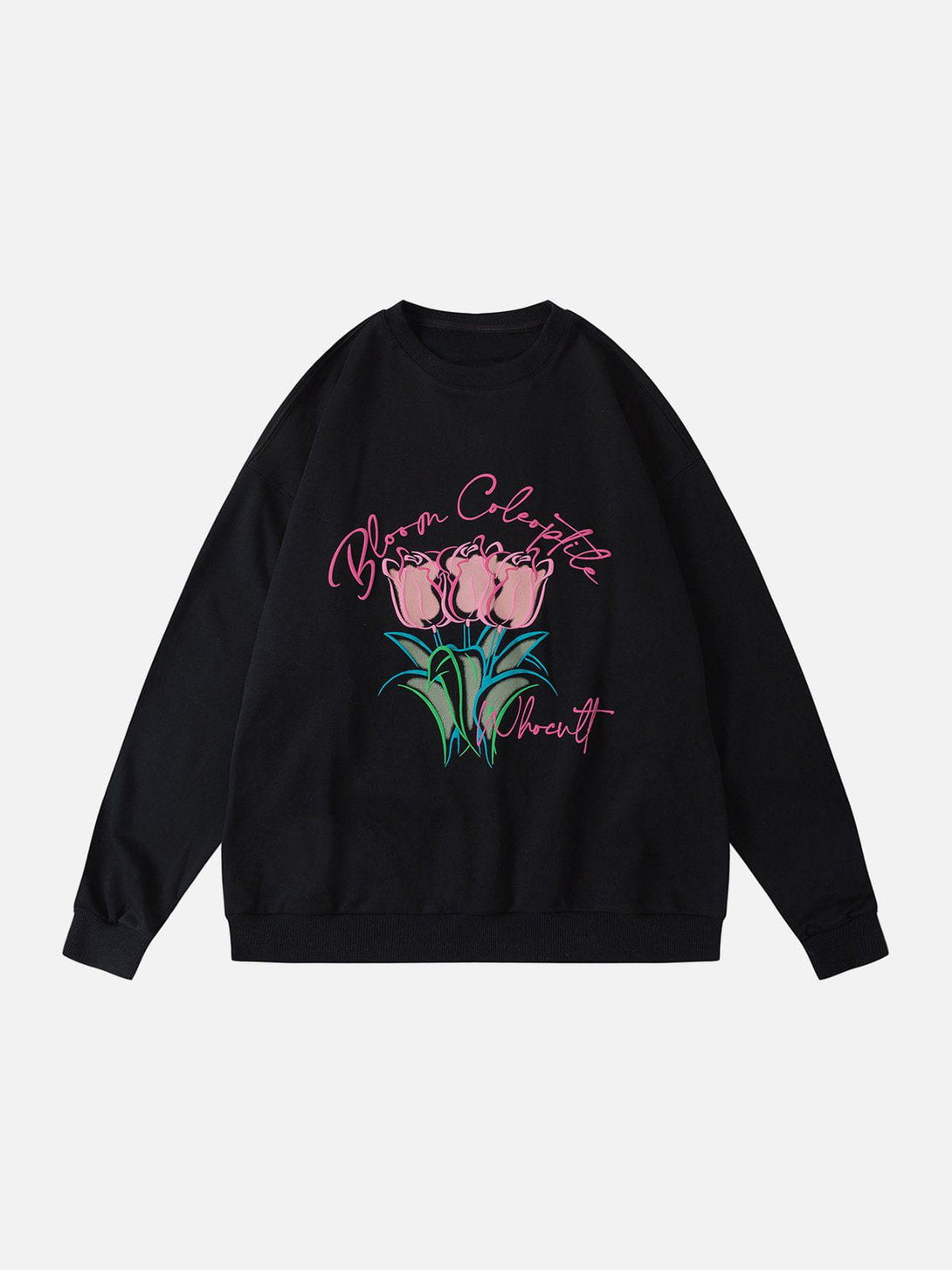 Lacezy - Flower Pattern Print Sweatshirt- Streetwear Fashion - lacezy.com