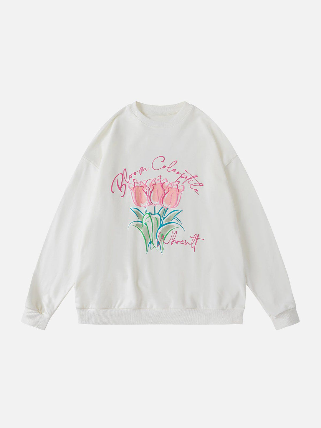 Lacezy - Flower Pattern Print Sweatshirt- Streetwear Fashion - lacezy.com