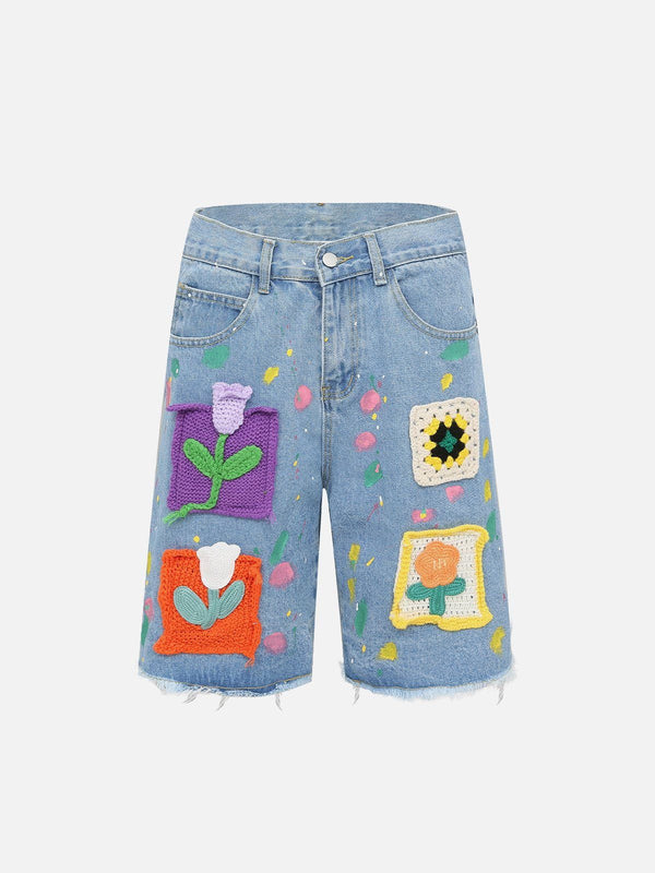 Lacezy - Flowers Patchwork Shorts- Streetwear Fashion - lacezy.com