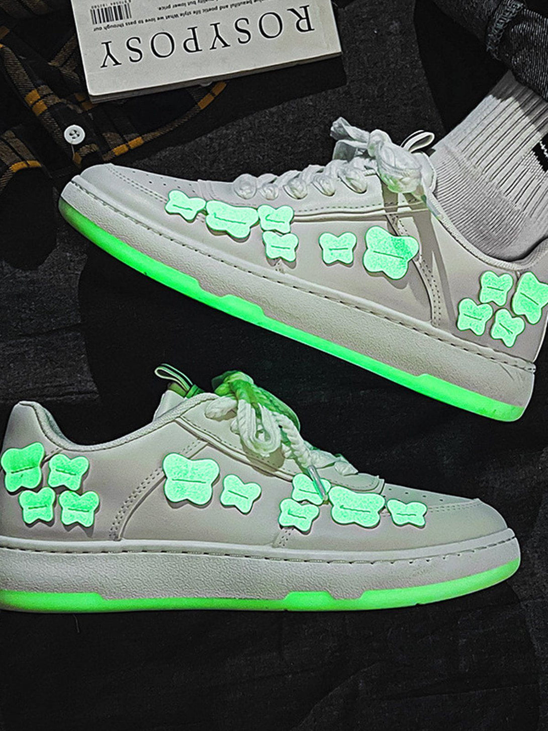 Lacezy - Fluorescent Butterfly Skate Shoes- Streetwear Fashion - lacezy.com