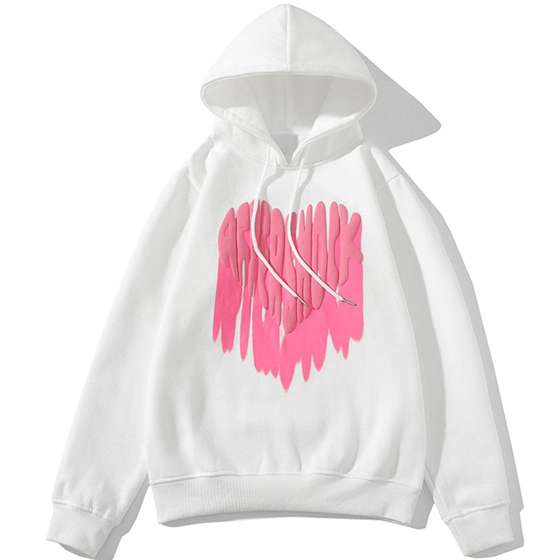 Lacezy - Foam Heart Print Hoodie- Streetwear Fashion - lacezy.com