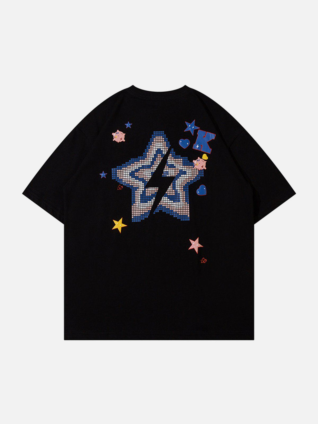 Lacezy - Foam Letter Star Print Tee- Streetwear Fashion - lacezy.com